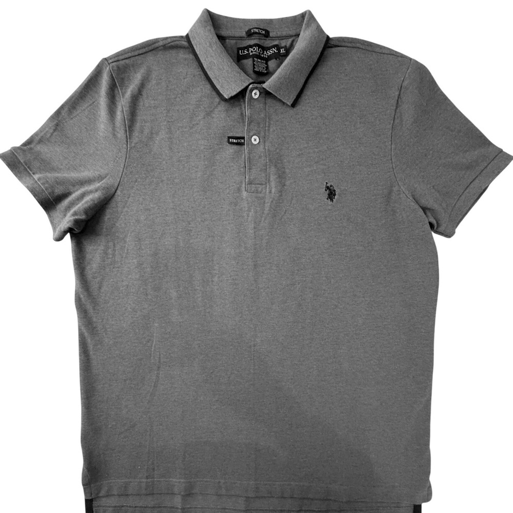 US Polo Assn Preppy Mens Slim Fit Stretch Polo Shirt XL Blue Short Sleeve NWOT